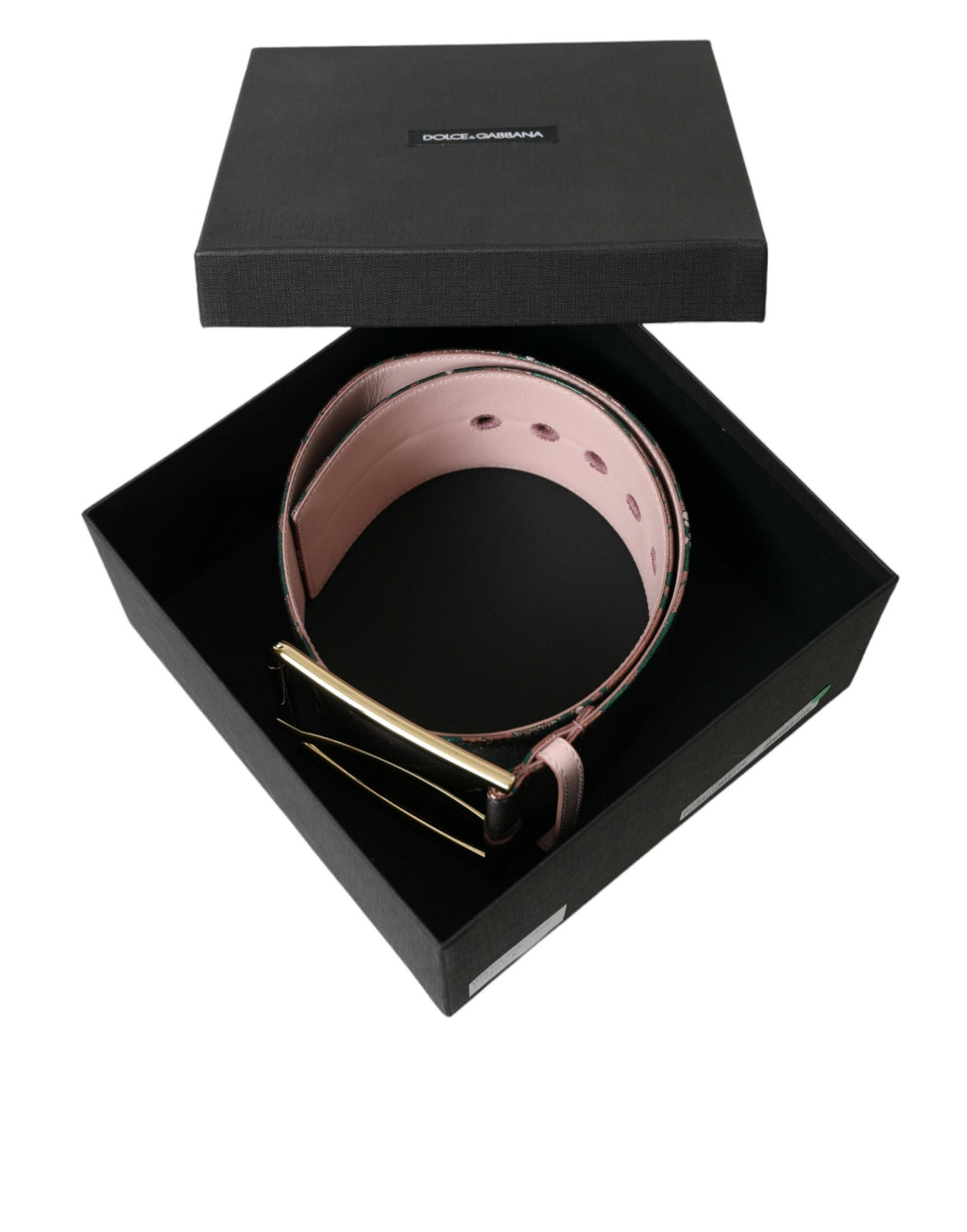 Dolce & Gabbana Multicolor Floral Jacquard Lurex Belt with Gold Buckle