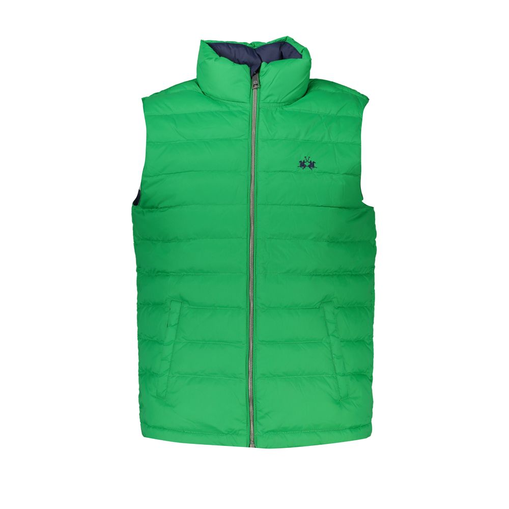 La Martina Slim Sleeveless Green Jacket with Embroidery