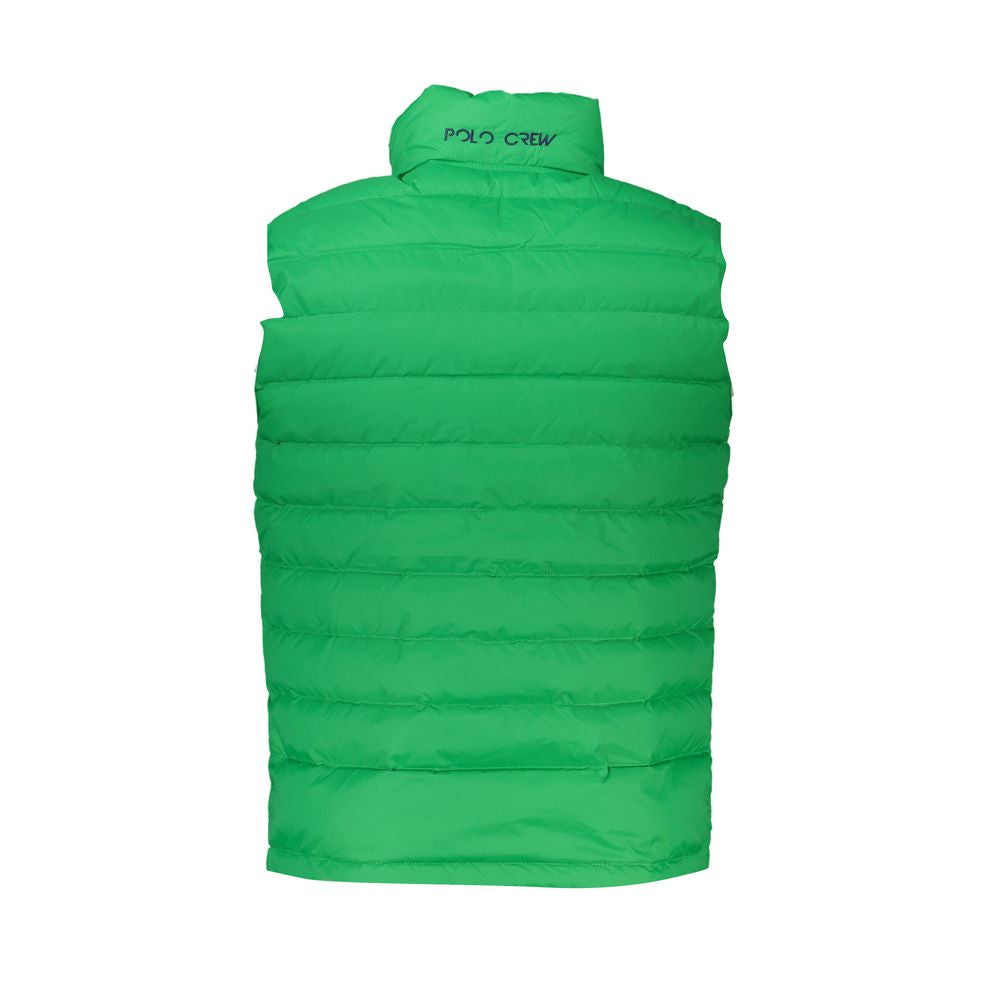 La Martina Slim Sleeveless Green Jacket with Embroidery