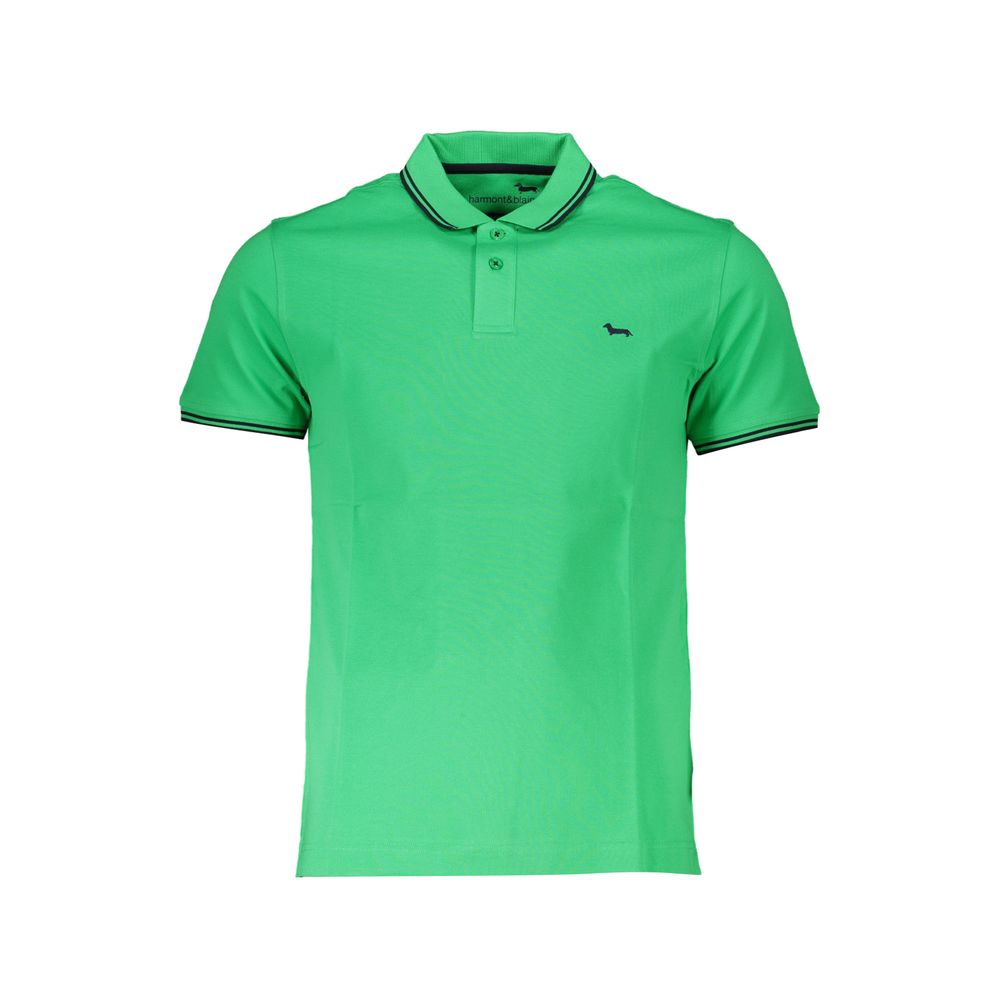Harmont & Blaine Chic Green Cotton Polo with Contrasting Details