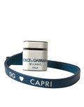 Dolce & Gabbana Weißes blaues Kalbsleder Logo Druck Riemen Airpods Fall