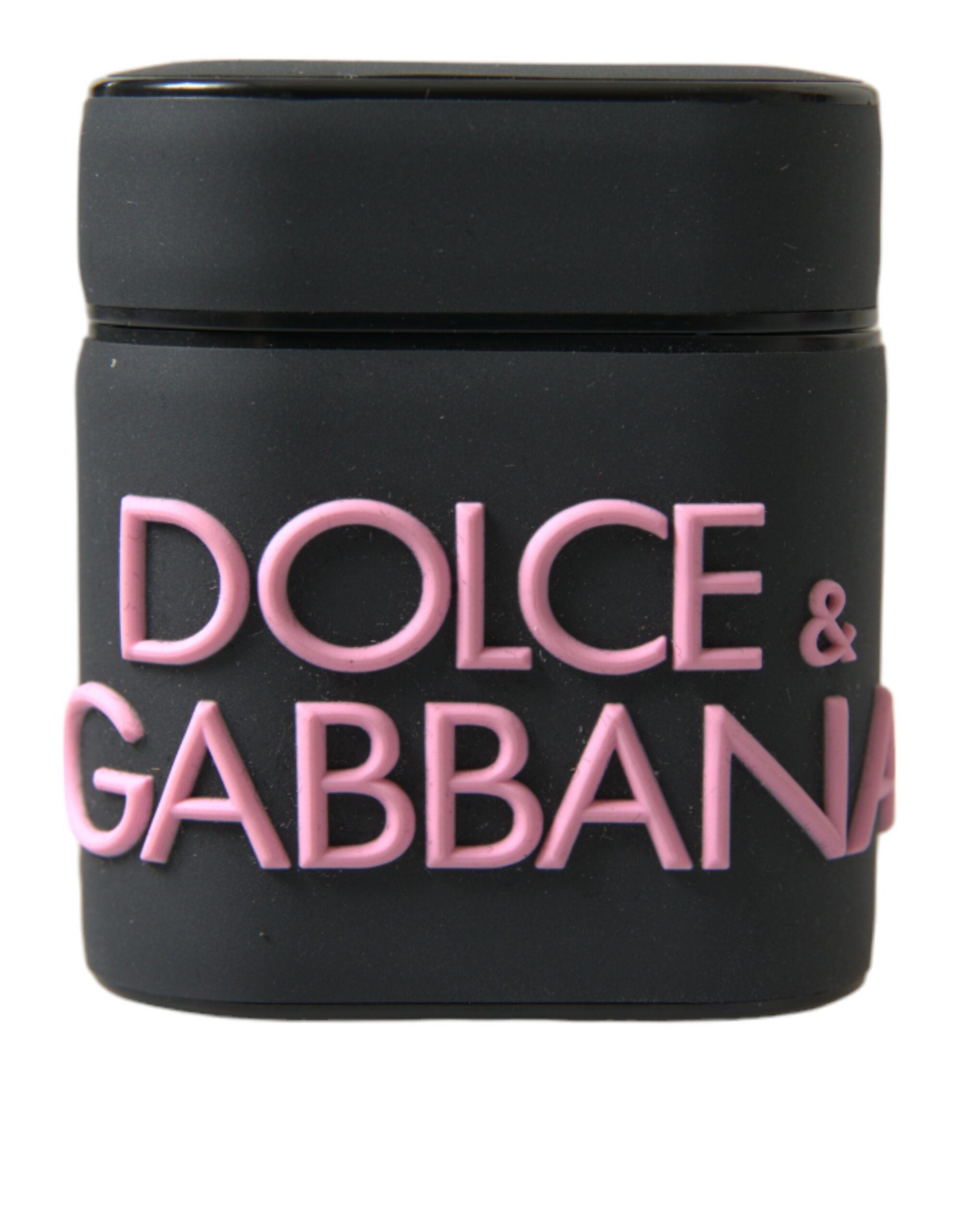 Dolce & Gabbana Black and Pink Silicone Embossed Logo Airpods Case