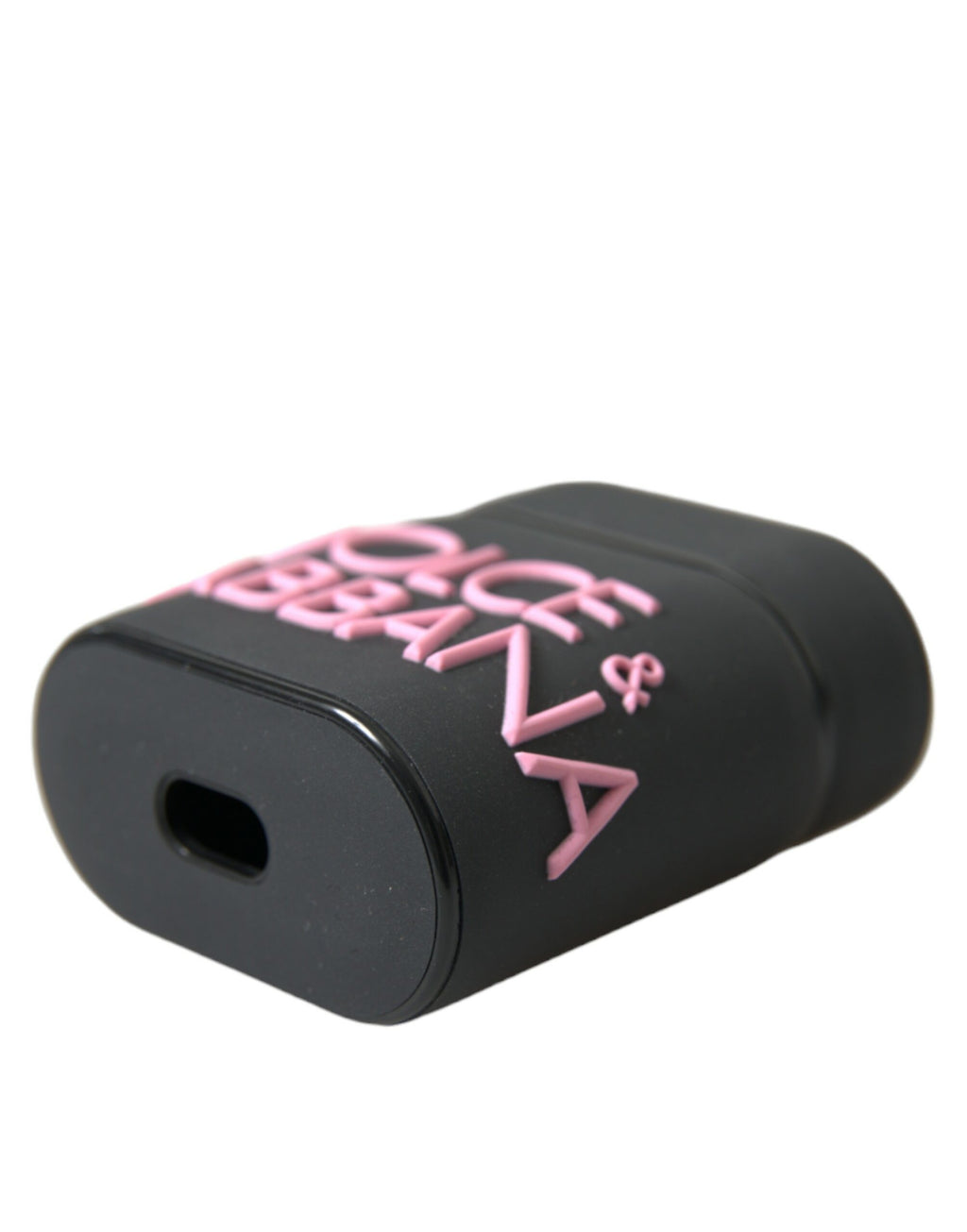 Dolce & Gabbana Black and Pink Silicone Embossed Logo Airpods Case