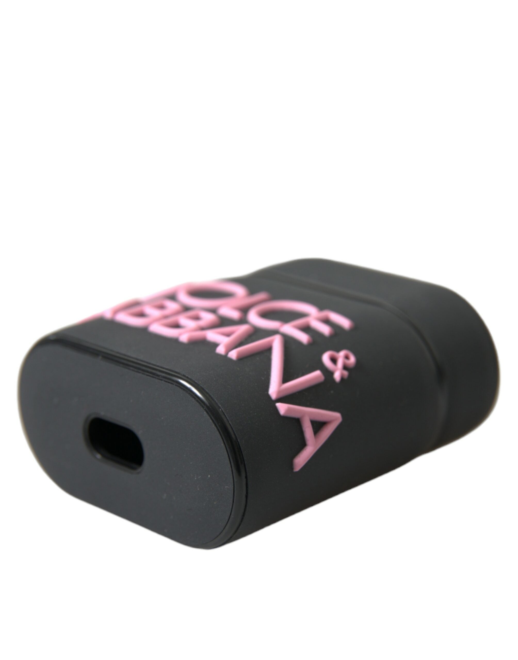 Dolce & Gabbana Black and Pink Silicone Embossed Logo Airpods Case