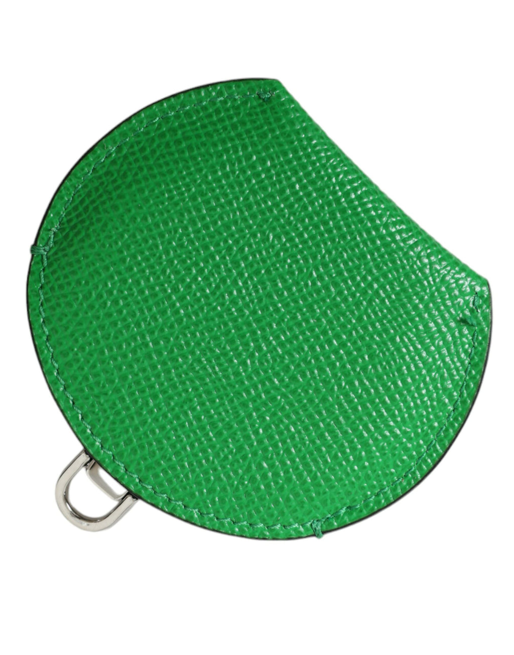 Dolce & Gabbana Green Calfskin Round Logo Hand Mirror Holder