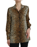 Dolce & Gabbana Brown Leopard Print Long Sleeve Blouse