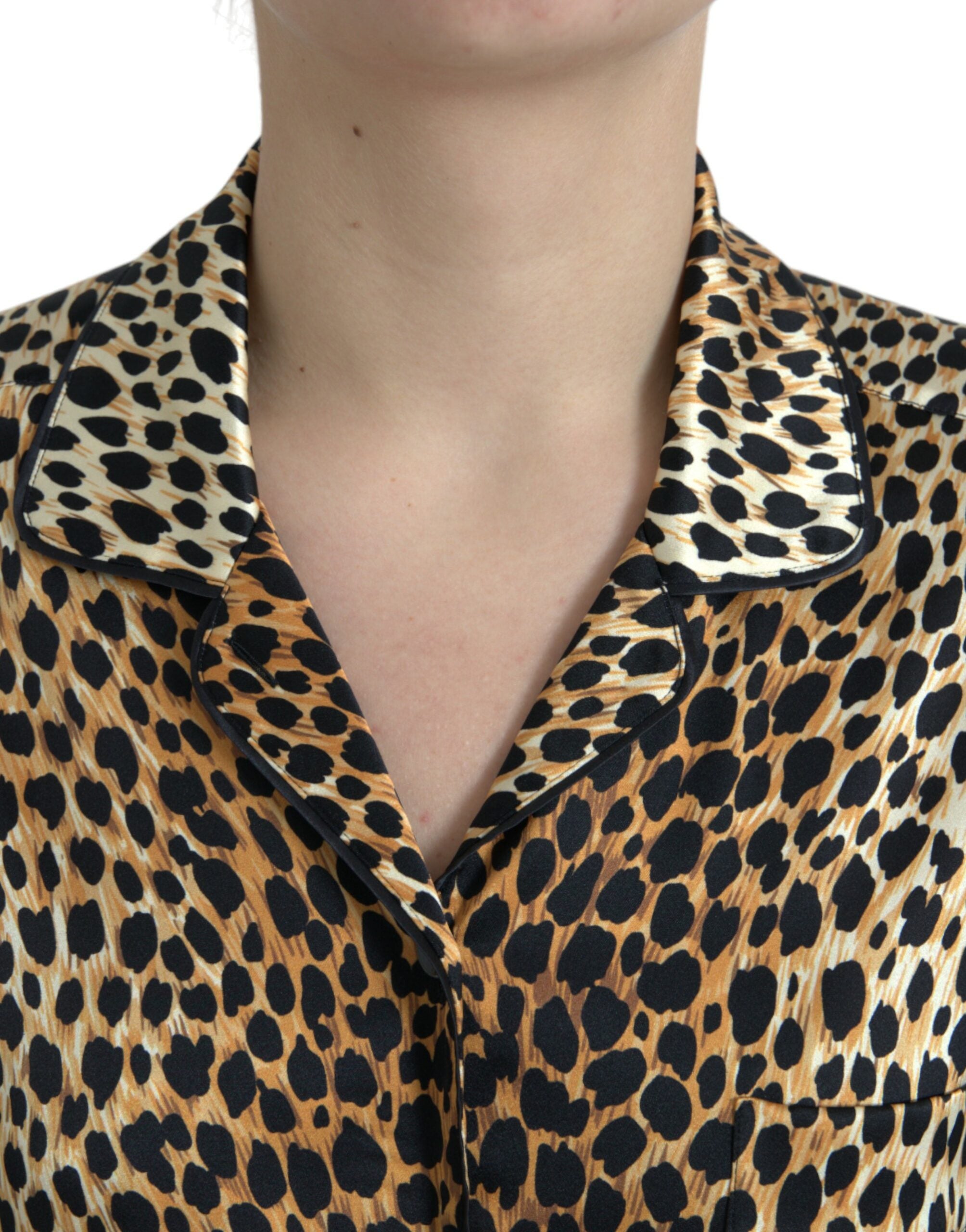Dolce & Gabbana Brown Leopard Print Long Sleeve Blouse
