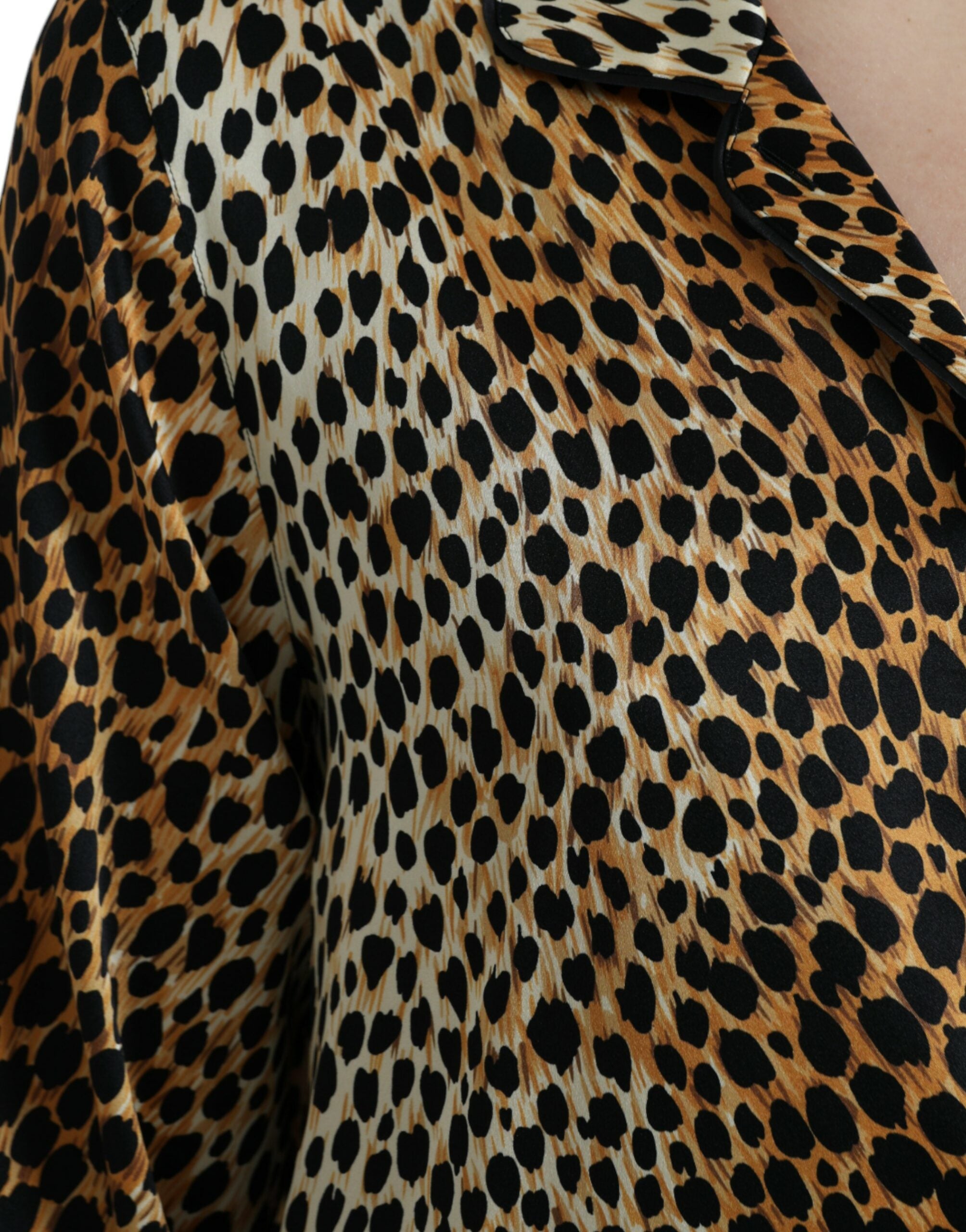 Dolce & Gabbana Brown Leopard Print Long Sleeve Blouse
