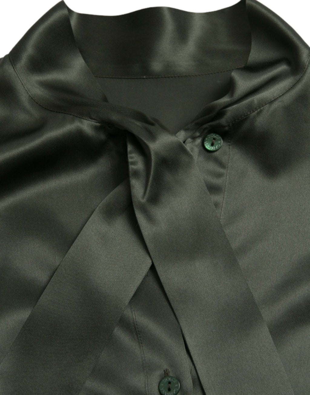 Dolce & Gabbana Grey Long-Sleeve Blouse Top with Ascot Collar