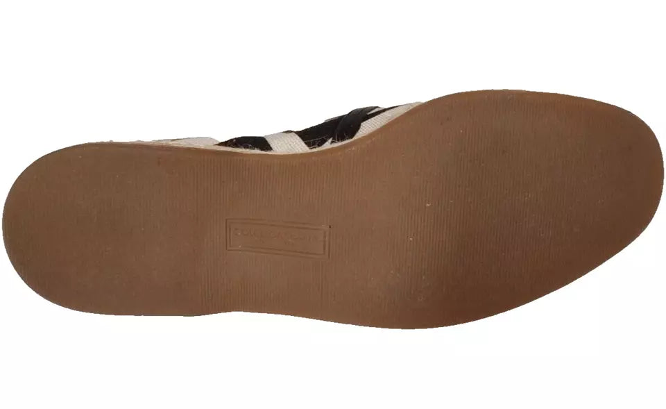 Dolce & Gabbana Black White Stripe Slip On Espadrille Shoes