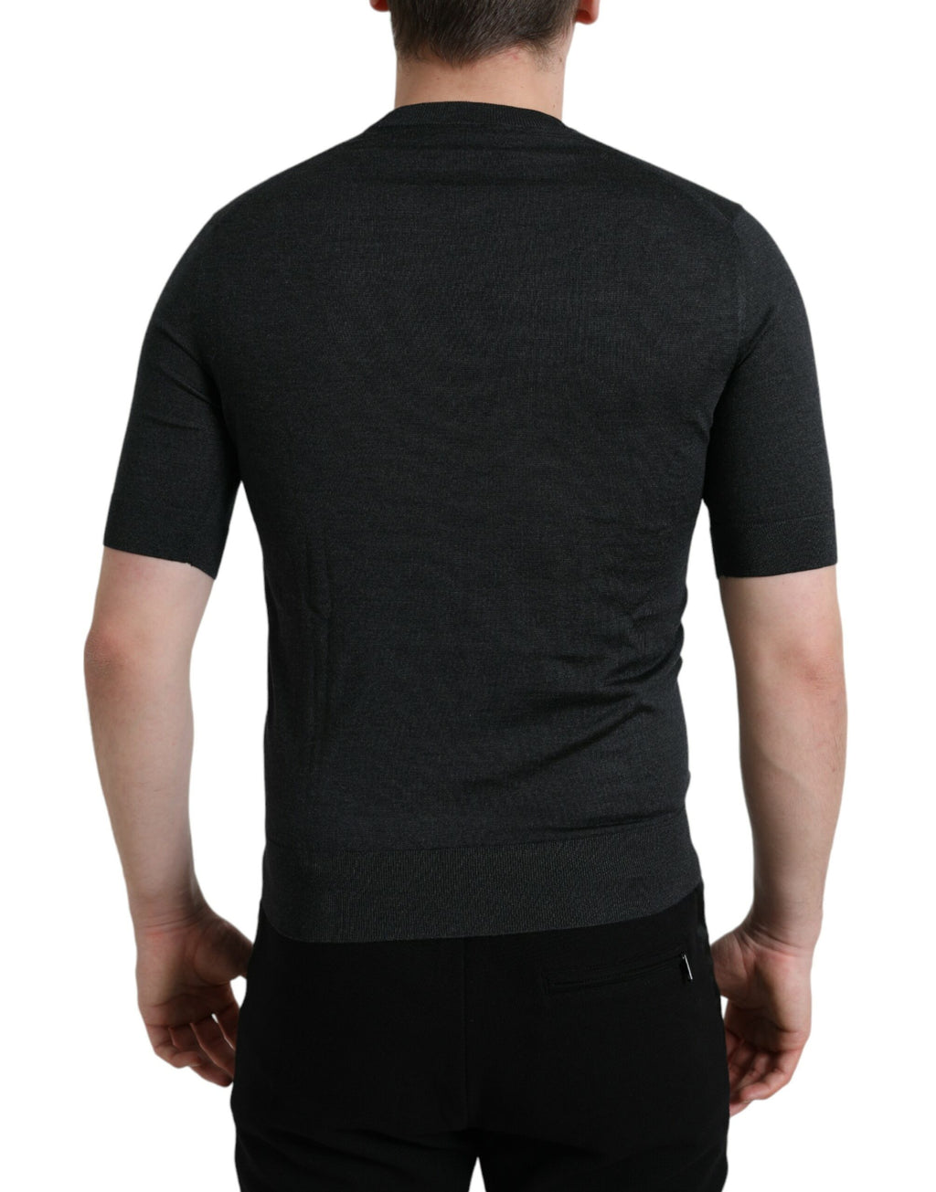 Dolce & Gabbana Dark Gray Crew-Neck T-Shirt with Short Sleeves