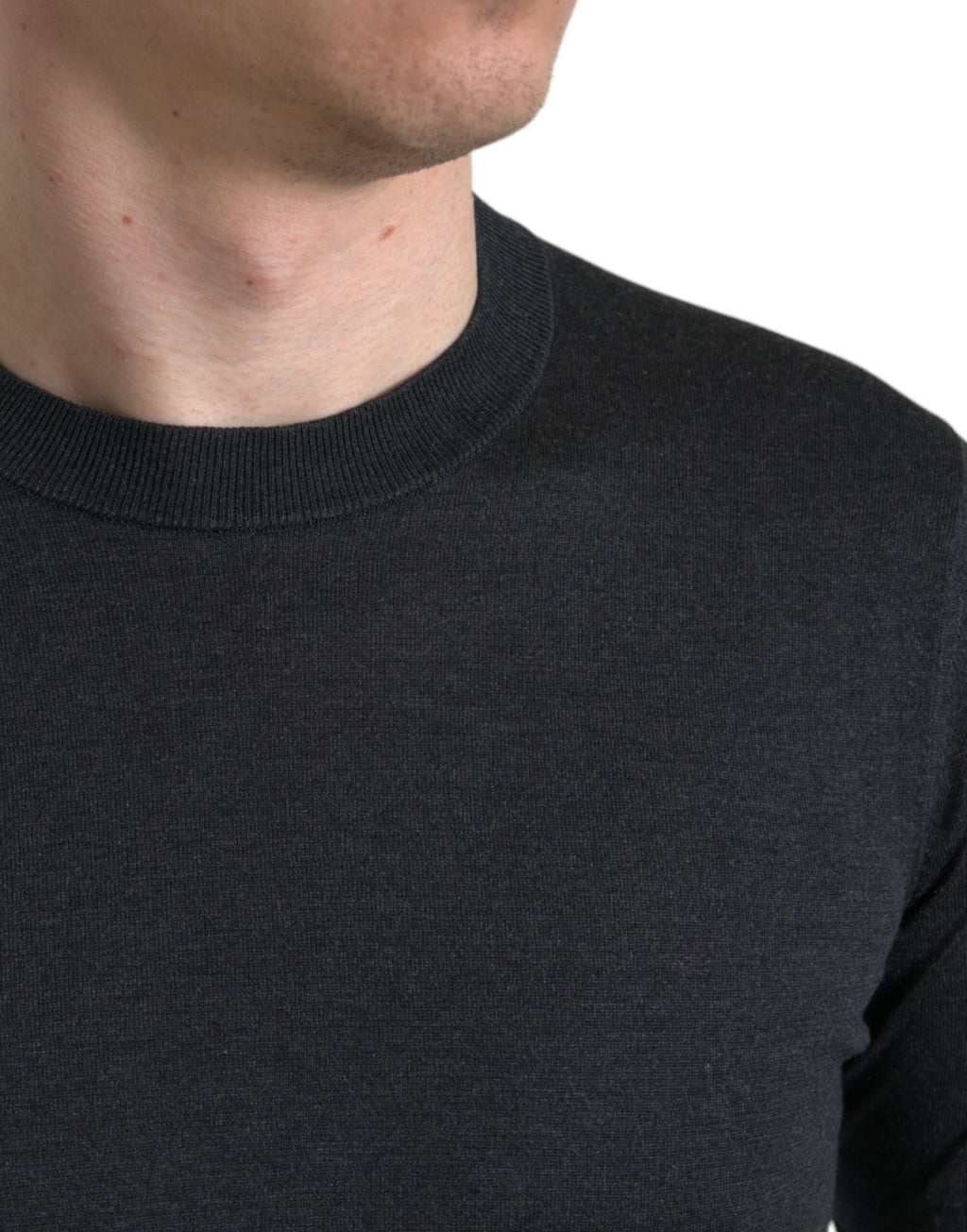 Dolce & Gabbana Dark Gray Crew-Neck T-Shirt with Short Sleeves