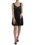 Dolce & Gabbana Schwarzes Minikleid aus Seide mit plissierter Spitze und Chiffon