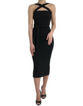 Dolce & Gabbana Schwarzes ärmelloses Midikleid mit Mantelhalter