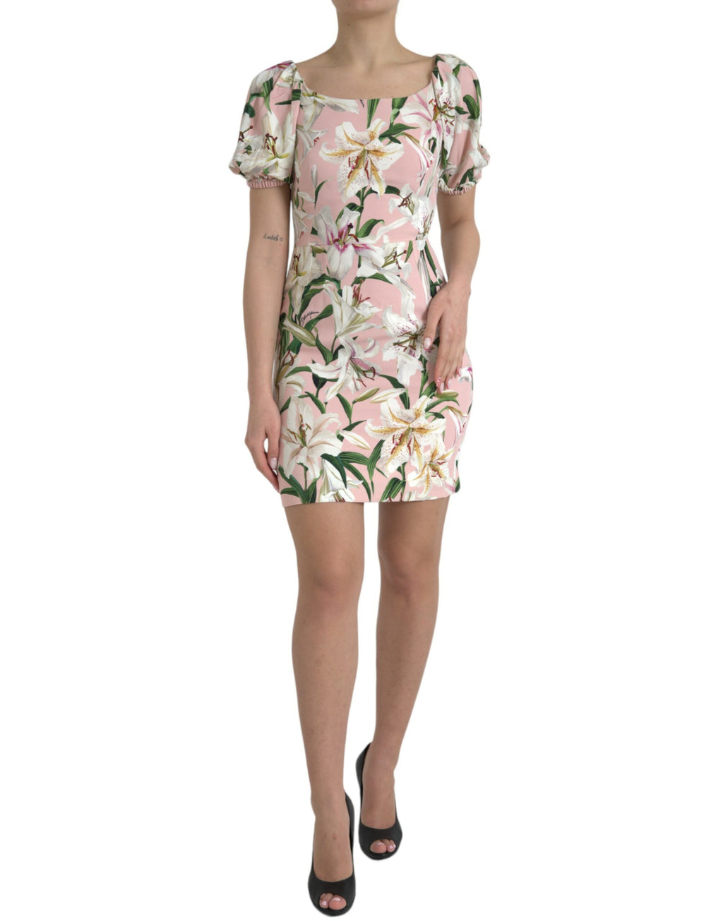 Dolce & Gabbana Rosa Lily Viskose Etuikleid Stretch-Minikleid