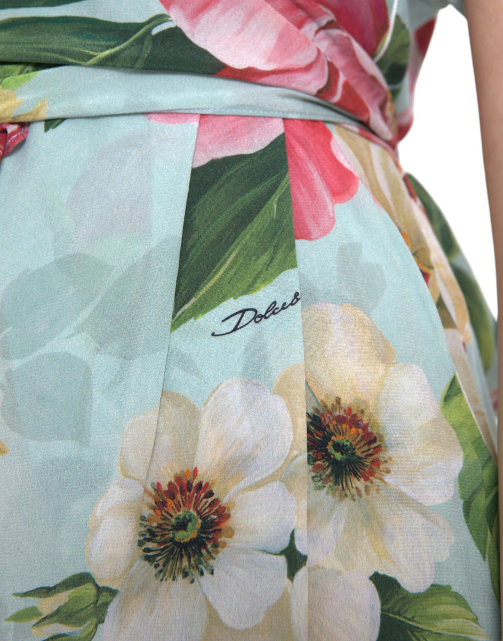 Dolce & Gabbana Blue Floral Wide-Leg Wrap Jumpsuit