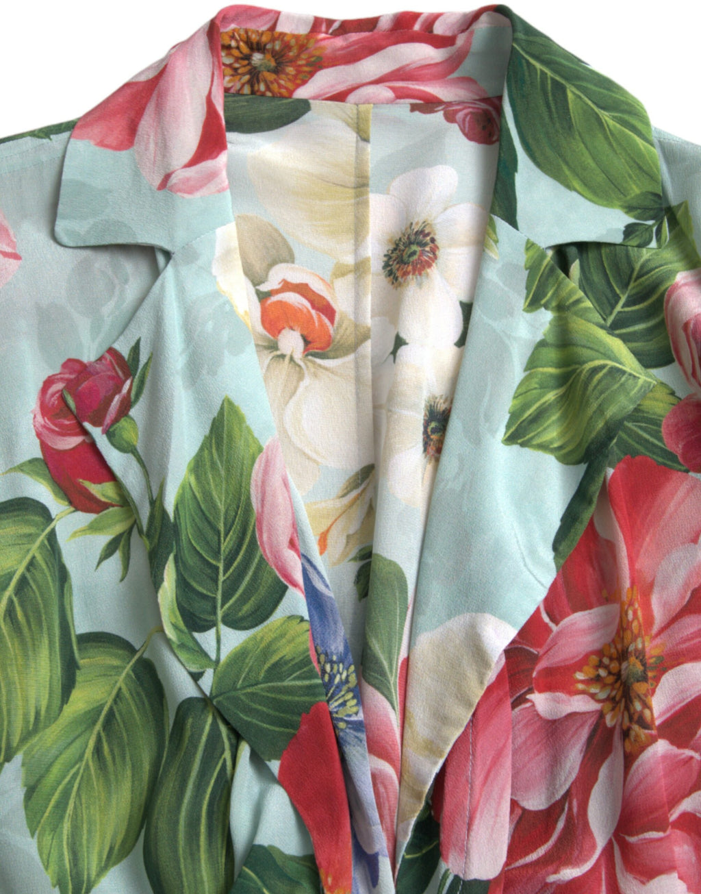 Dolce & Gabbana Blue Floral Wide-Leg Wrap Jumpsuit