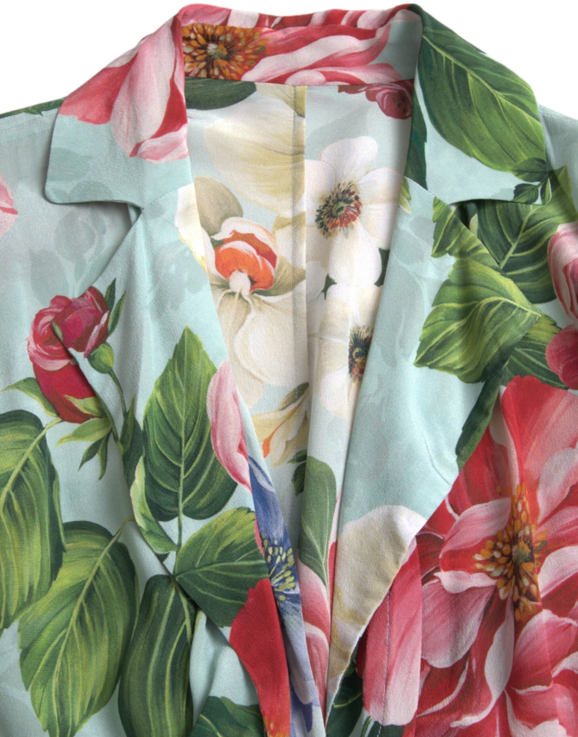 Dolce & Gabbana Blue Floral Wide-Leg Wrap Jumpsuit