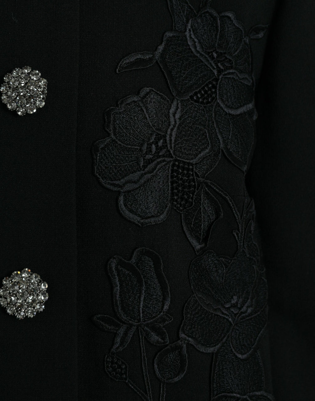 Dolce & Gabbana Black Wool Floral Button Jacket