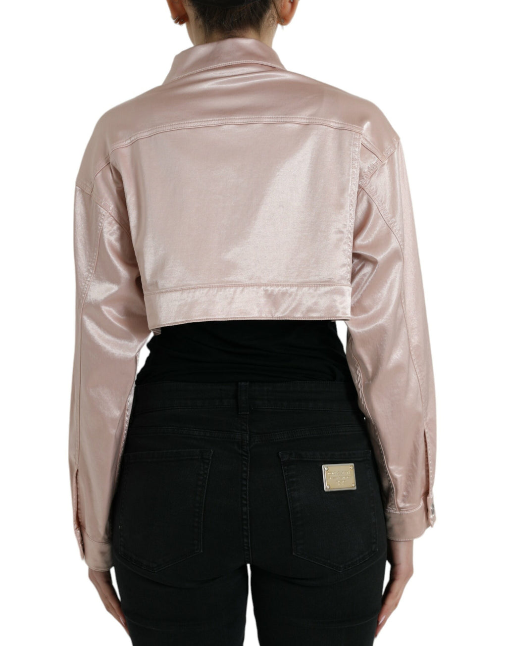Dolce & Gabbana Pink Cotton-Stretch Cropped Jacket