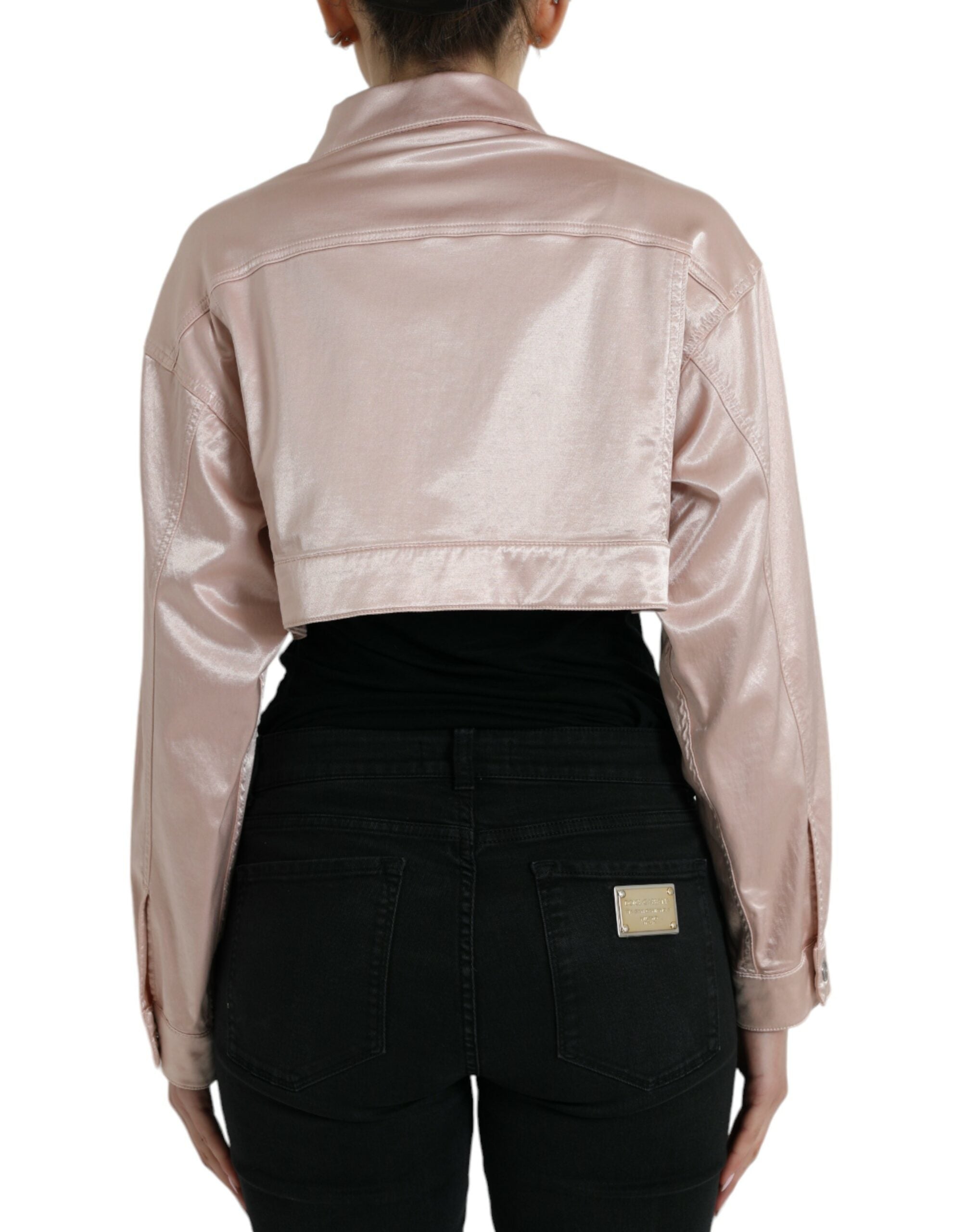 Dolce & Gabbana Pink Cotton-Stretch Cropped Jacket