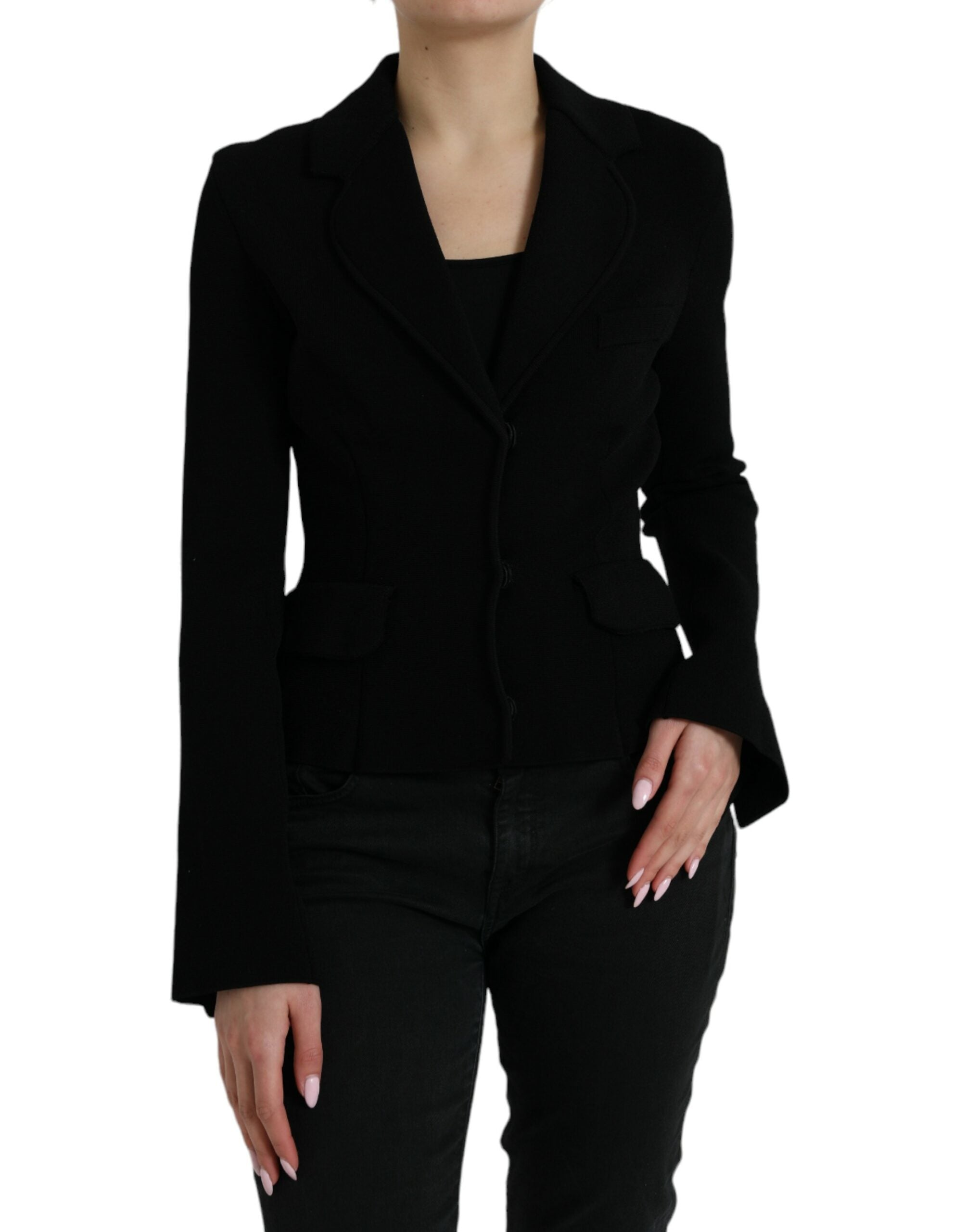 Dolce & Gabbana Schwarze einreihige Blazerjacke aus Viskose