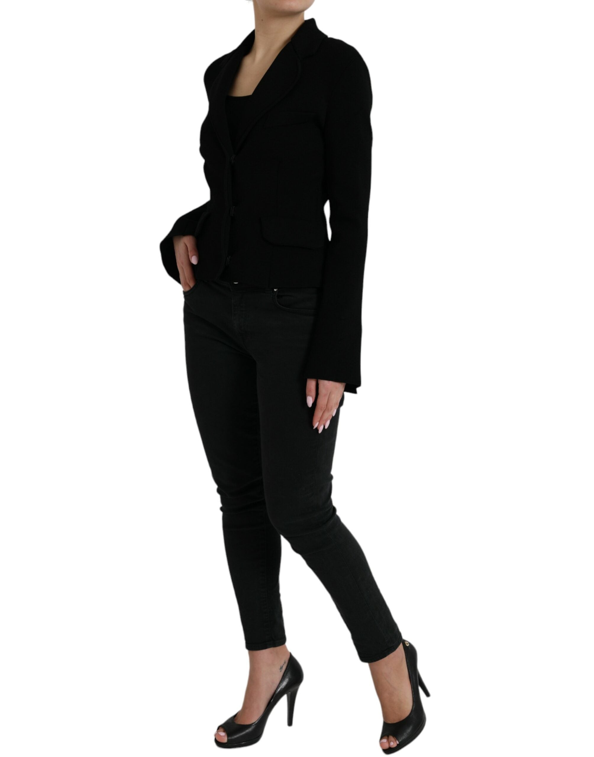 Dolce & Gabbana Schwarze einreihige Blazerjacke aus Viskose
