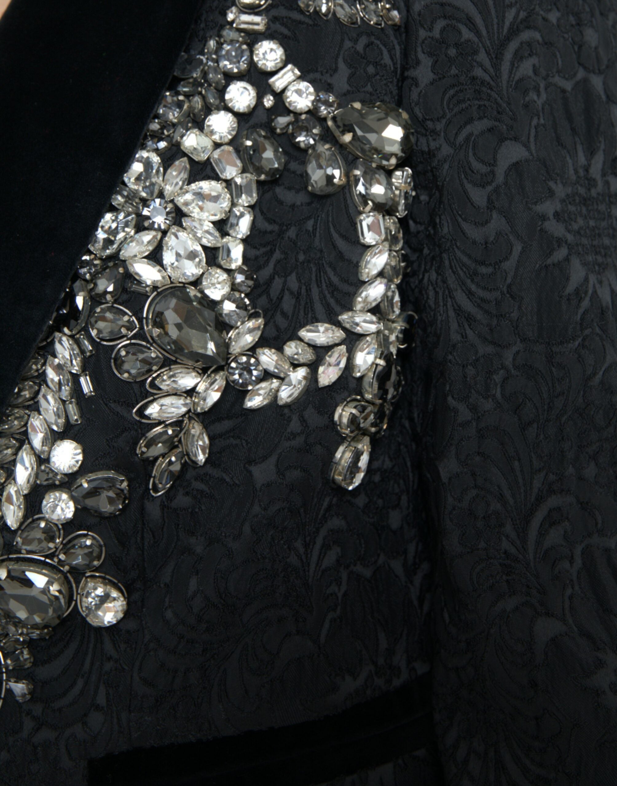 Dolce & Gabbana Schwarzer kristallbesetzter Mantel Jacke