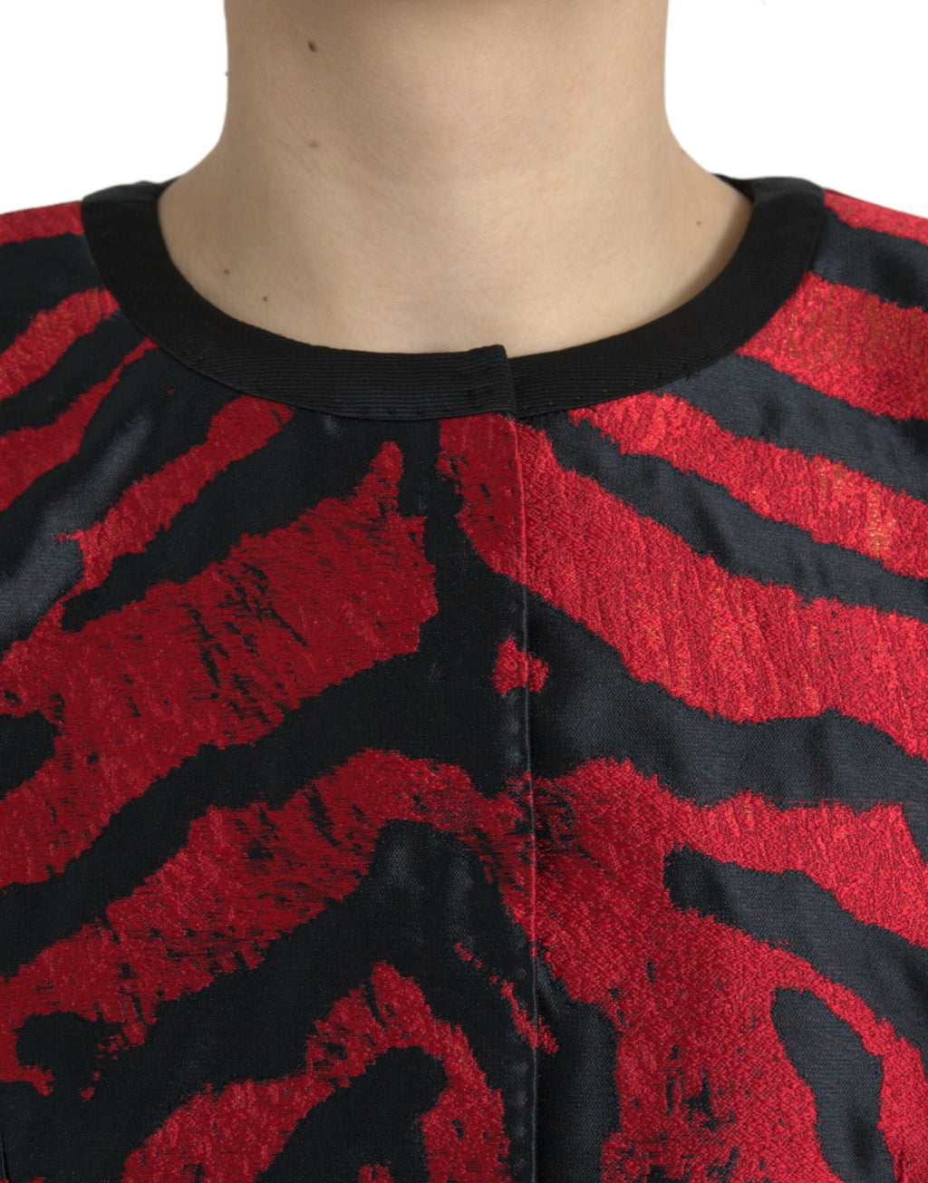 Dolce & Gabbana Black Red Patterned Short Coat Jacket