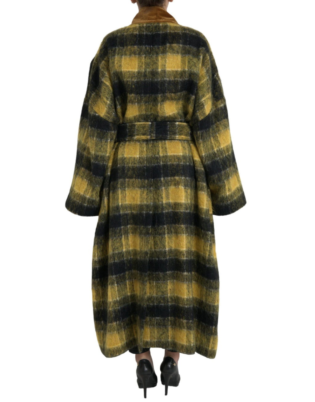 Dolce & Gabbana Gelb karierter Langarm-Mantel Jacke