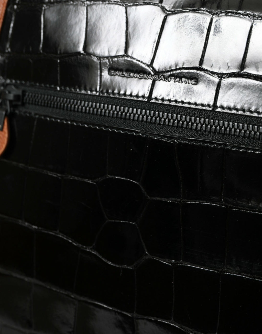 Balenciaga Schwarz Braun Exotische Haut Leder Vertikale Crossbody Geldbörse Tasche