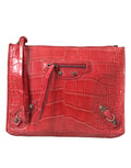 Balenciaga Red Exotic Skin Leather Classic Pouch Wallet Wristlet Bag