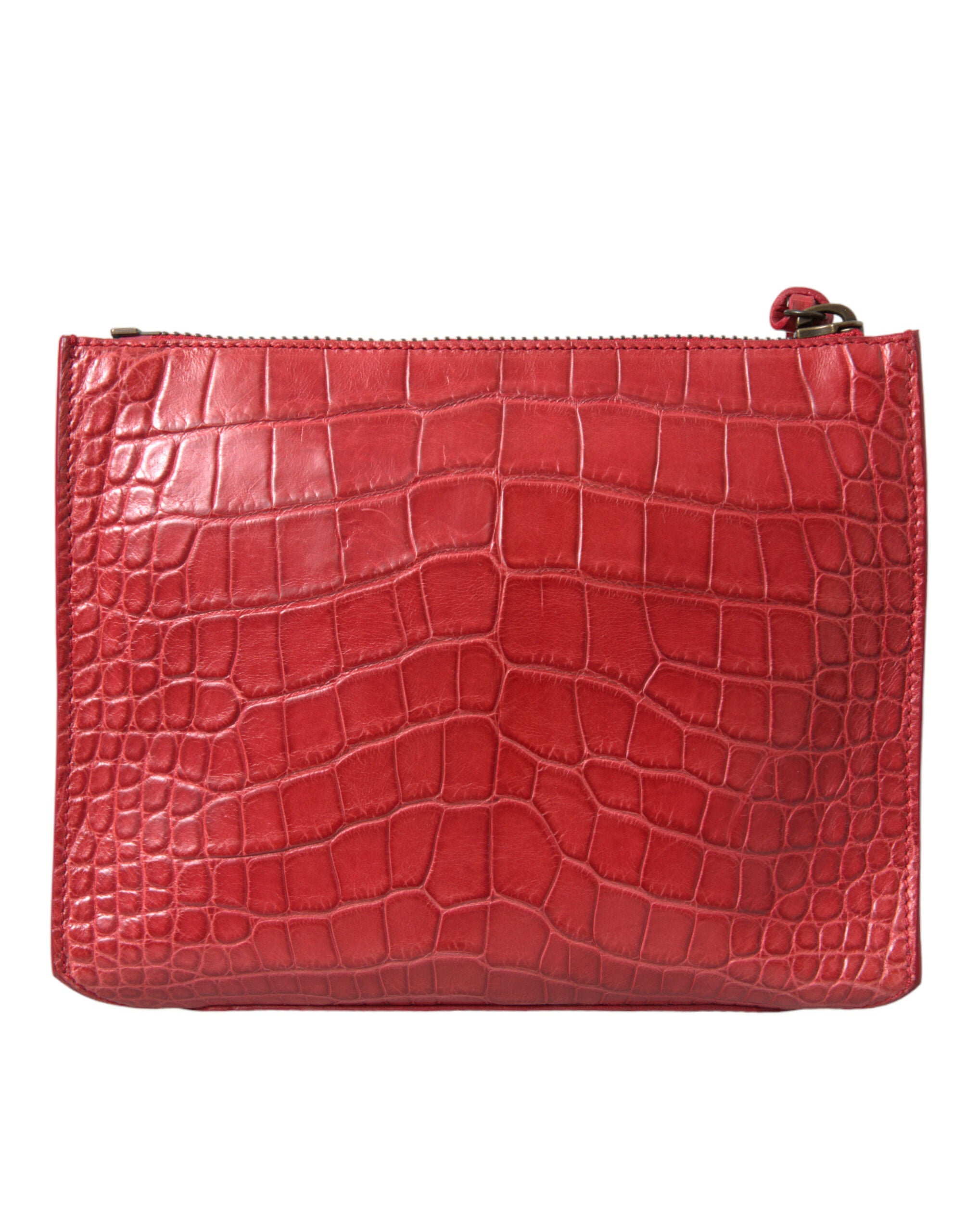 Balenciaga Red Exotic Skin Leather Classic Pouch Wallet Wristlet Bag