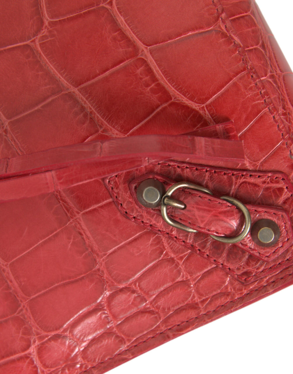 Balenciaga Red Exotic Skin Leather Classic Pouch Wallet Wristlet Bag