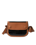 Balenciaga Black Brown Exotic Skin Leather Shoulder Bag Camera Purse