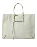 Balenciaga White Yellow Exotic Skin Leather Shopping Bag PAPER Bag