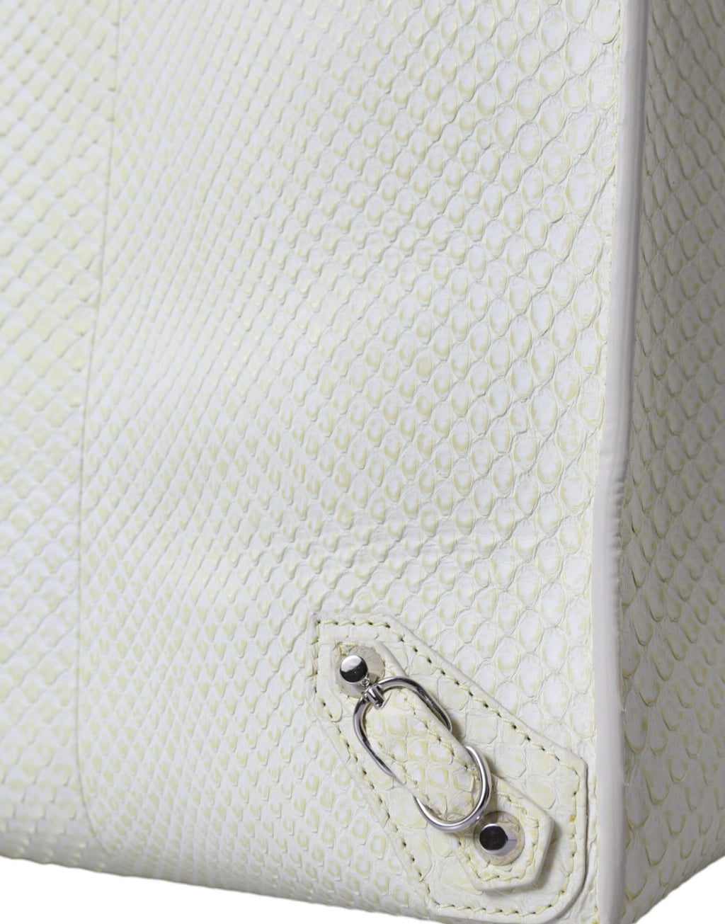 Balenciaga White Yellow Exotic Skin Leather Shopping Bag PAPER Bag