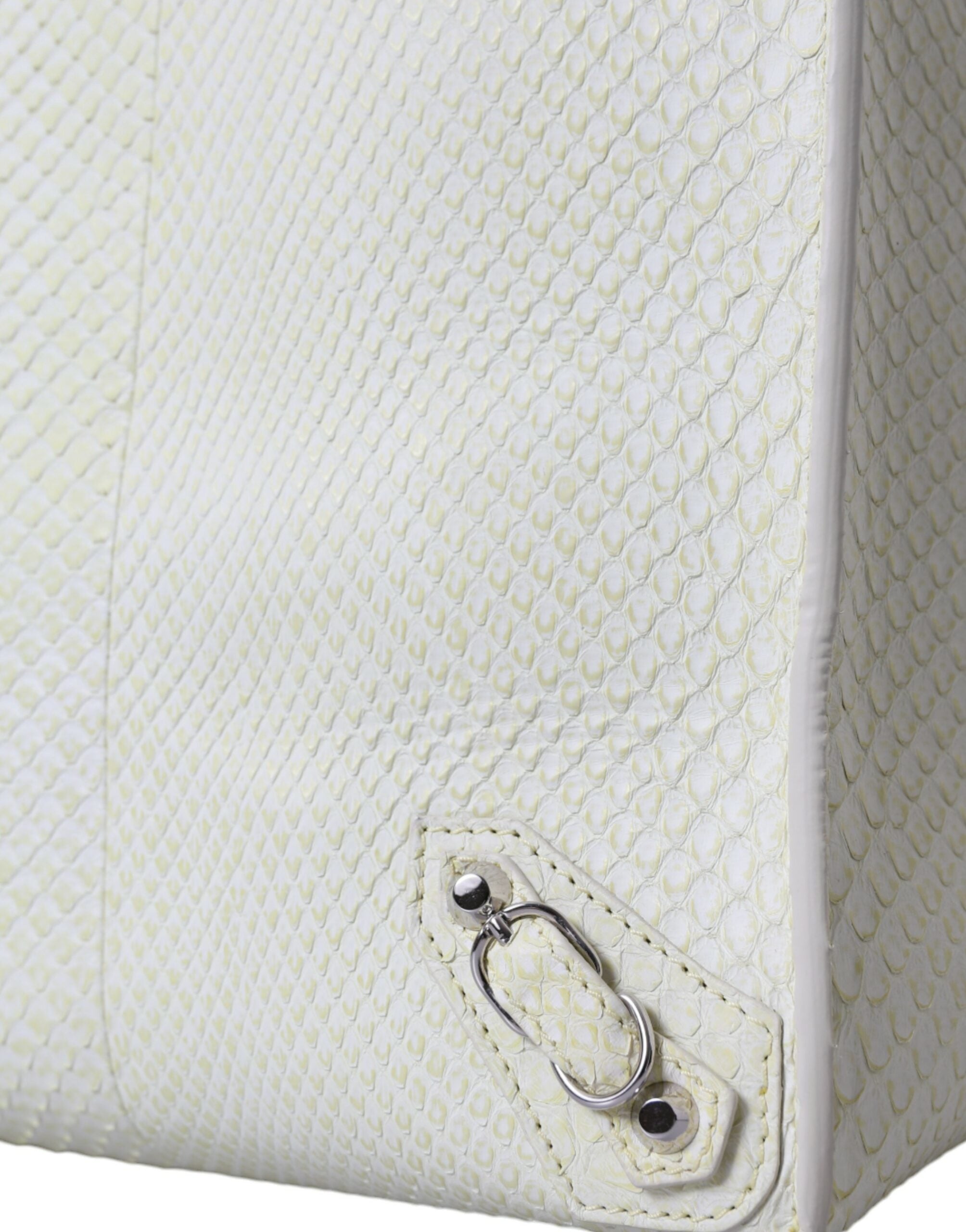 Balenciaga White Yellow Exotic Skin Leather Shopping Bag PAPER Bag