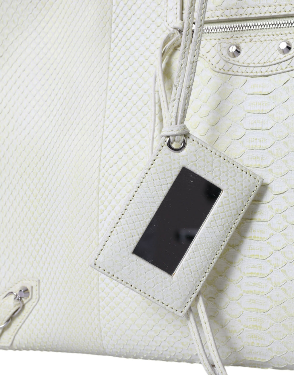 Balenciaga White Yellow Exotic Skin Leather Shopping Bag PAPER Bag