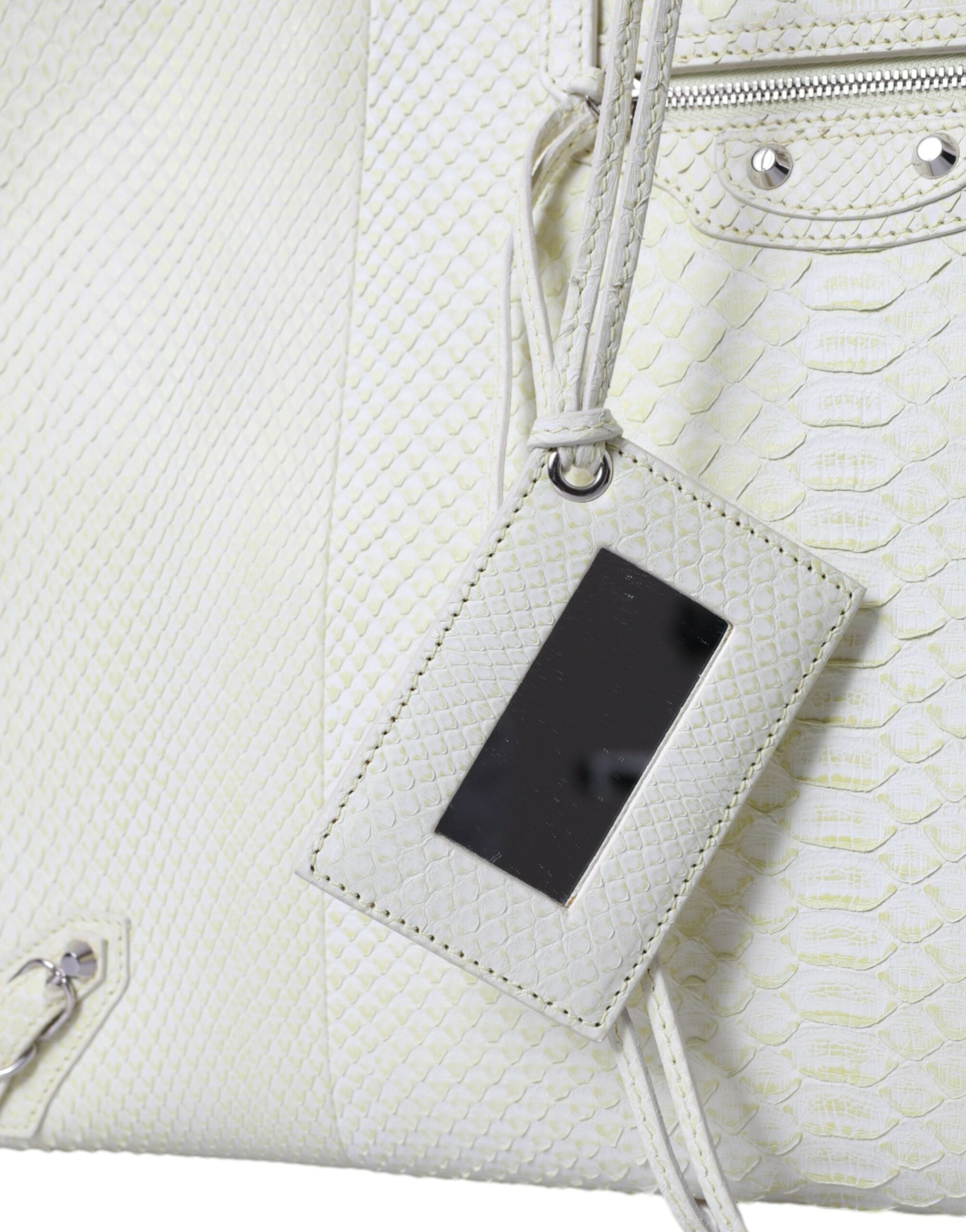 Balenciaga White Yellow Exotic Skin Leather Shopping Bag PAPER Bag