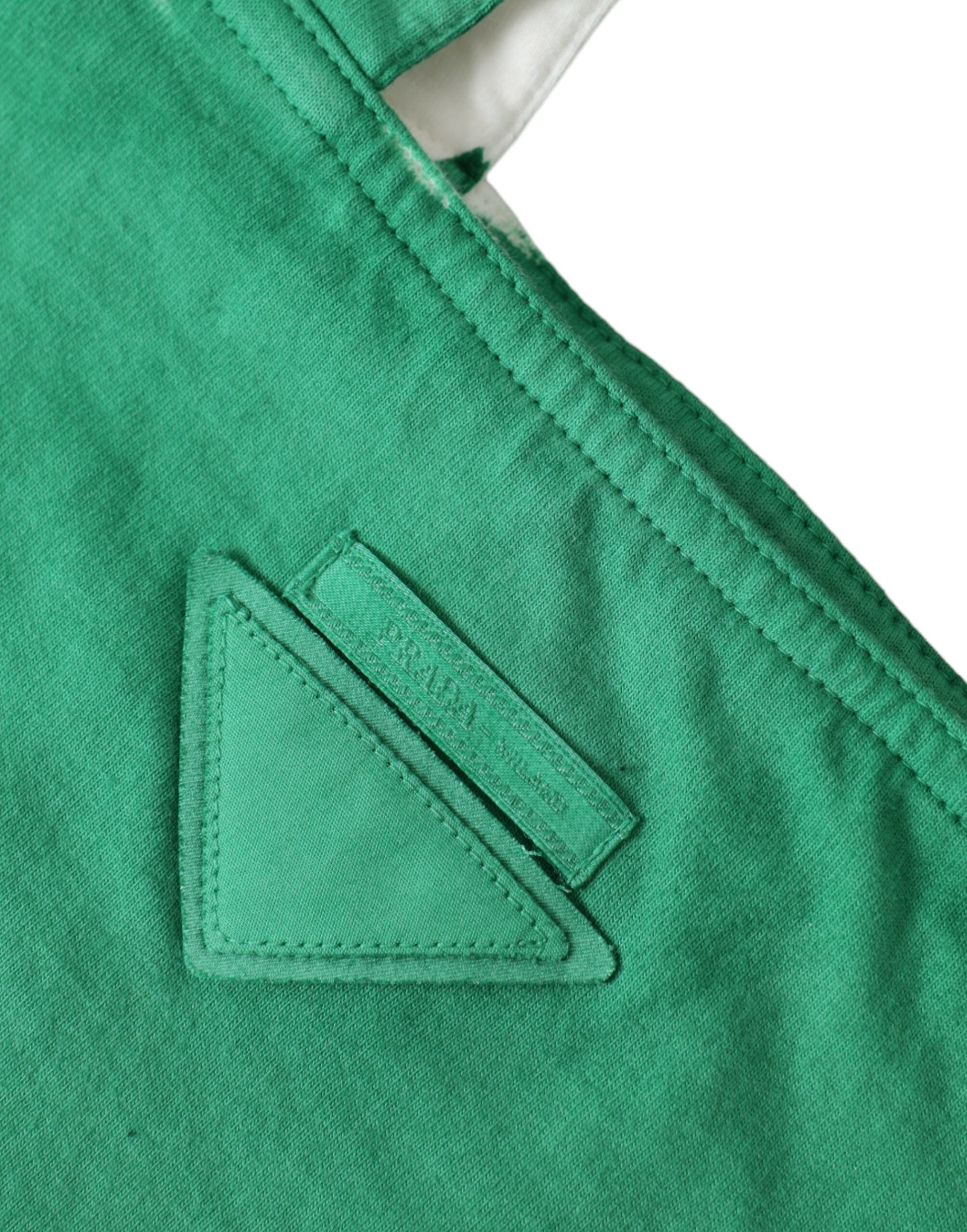 Prada Grüner Jersey Stoff Logo Umhängetasche Einkaufstasche