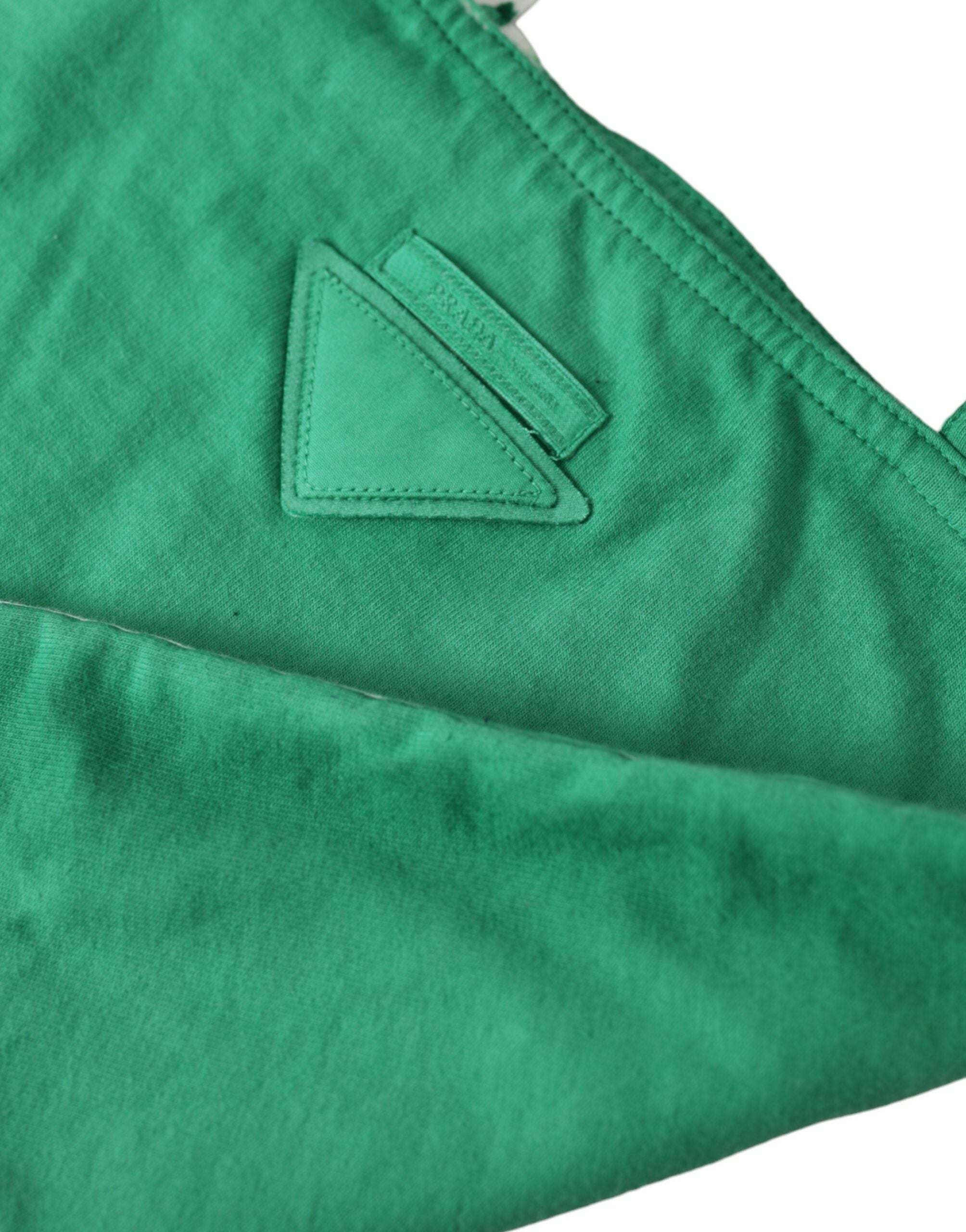 Prada Grüner Jersey Stoff Logo Umhängetasche Einkaufstasche