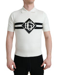 Dolce & Gabbana White DG Logo Collar Henley T-Shirt