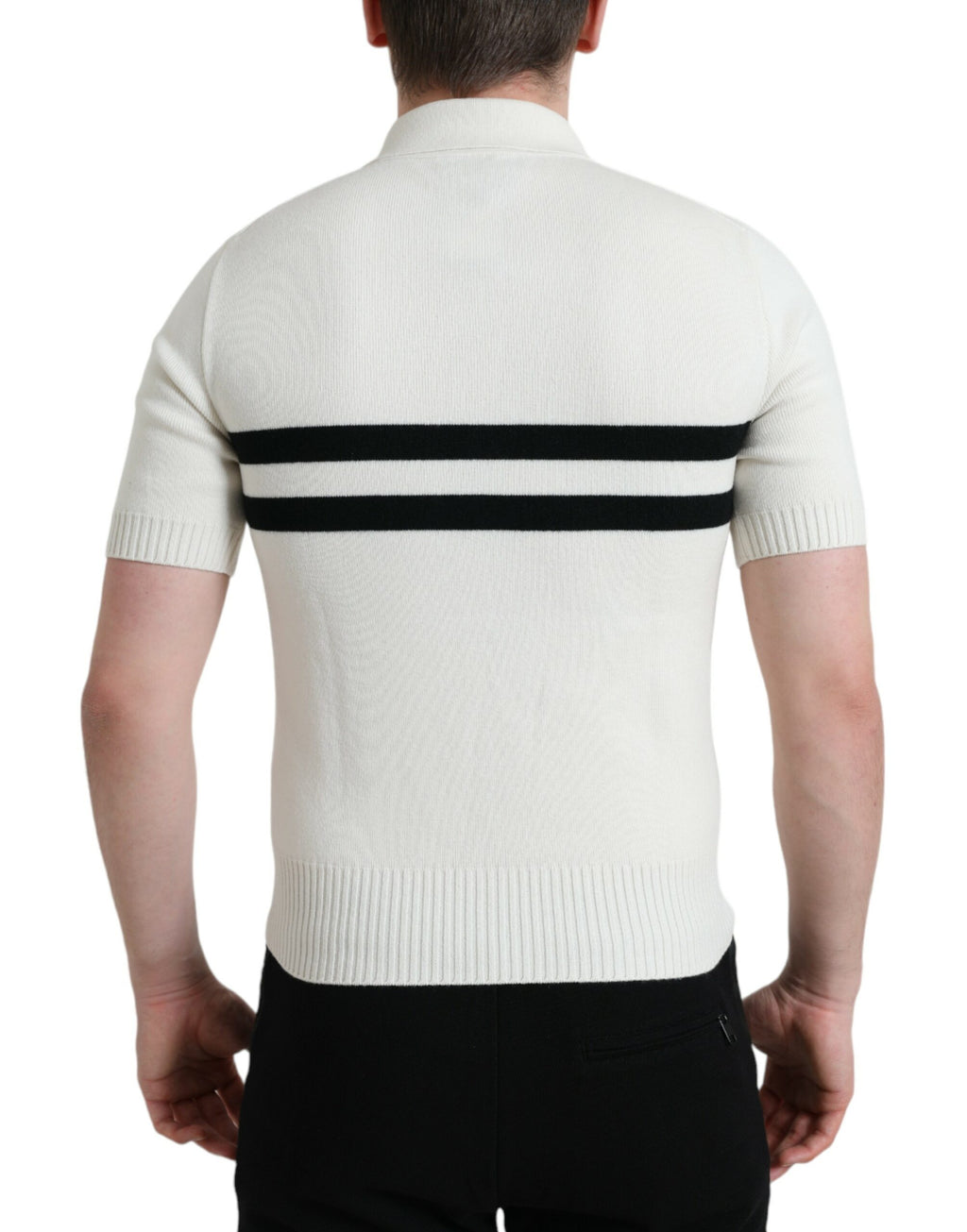 Dolce & Gabbana White DG Logo Collar Henley T-Shirt