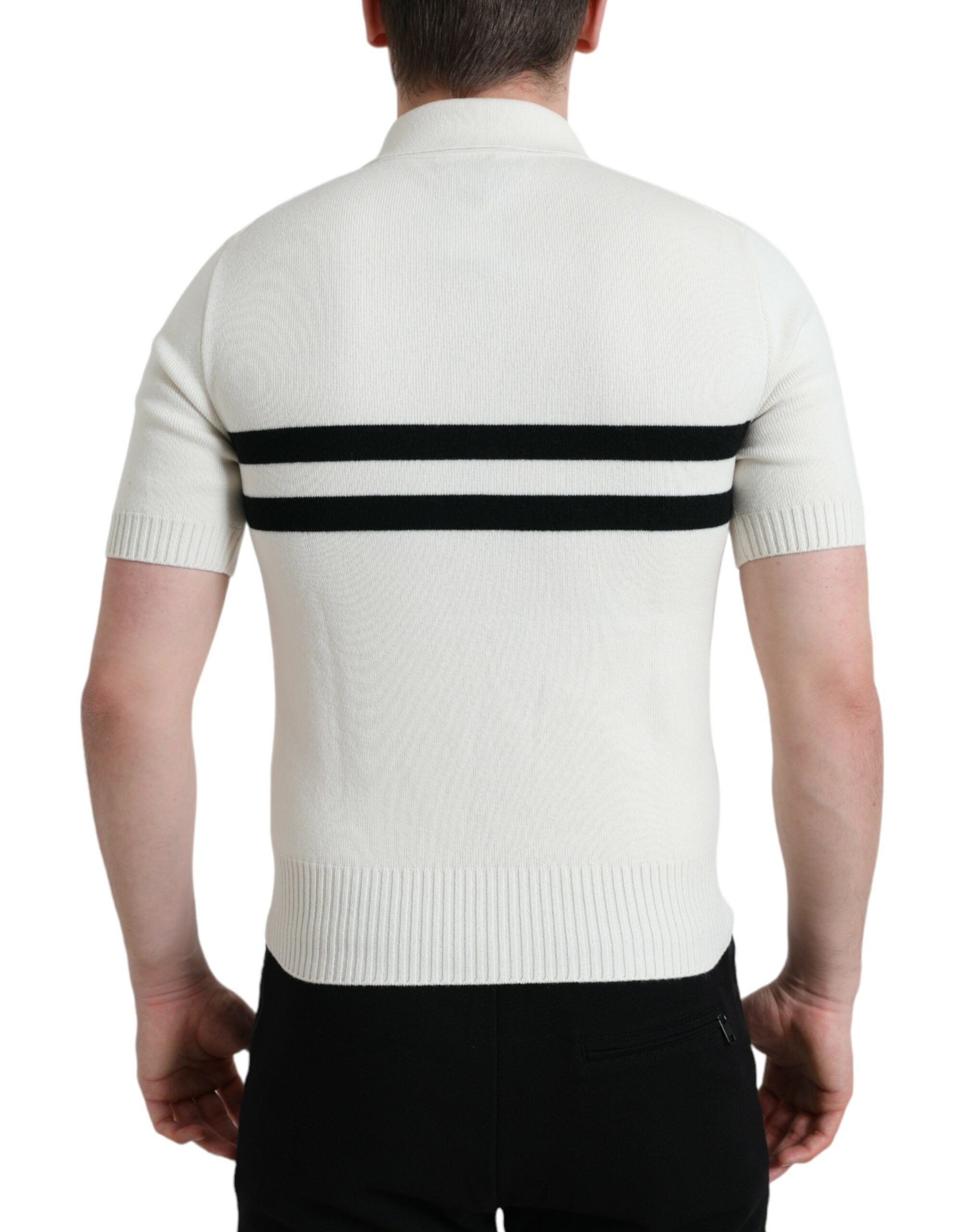 Dolce & Gabbana White DG Logo Collar Henley T-Shirt