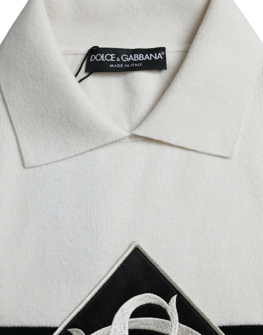 Dolce & Gabbana White DG Logo Collar Henley T-Shirt