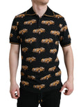 Dolce & Gabbana Schwarzes Kurzarm-Polo-T-Shirt mit Autodruck