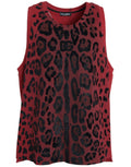 Dolce & Gabbana Red Leopard Print Sleeveless Tank T-Shirt
