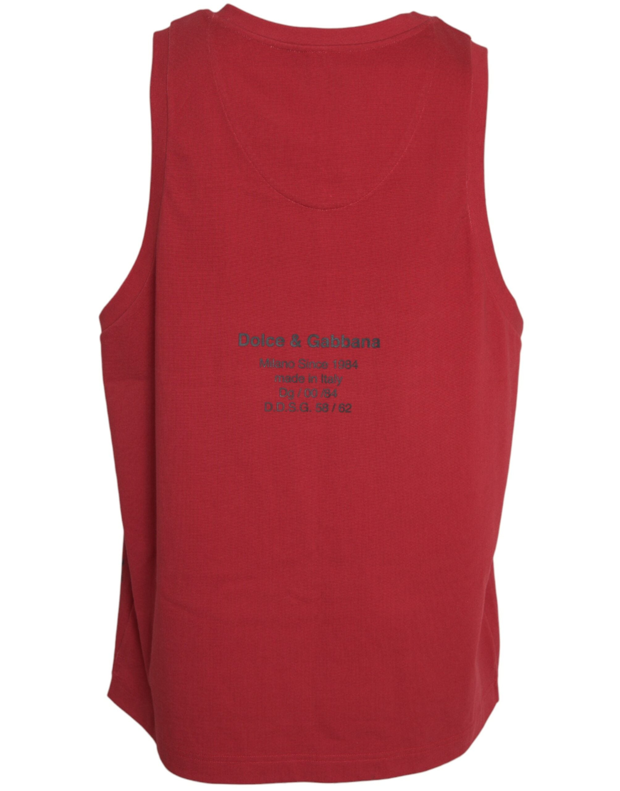 Dolce & Gabbana Red Leopard Print Sleeveless Tank T-Shirt