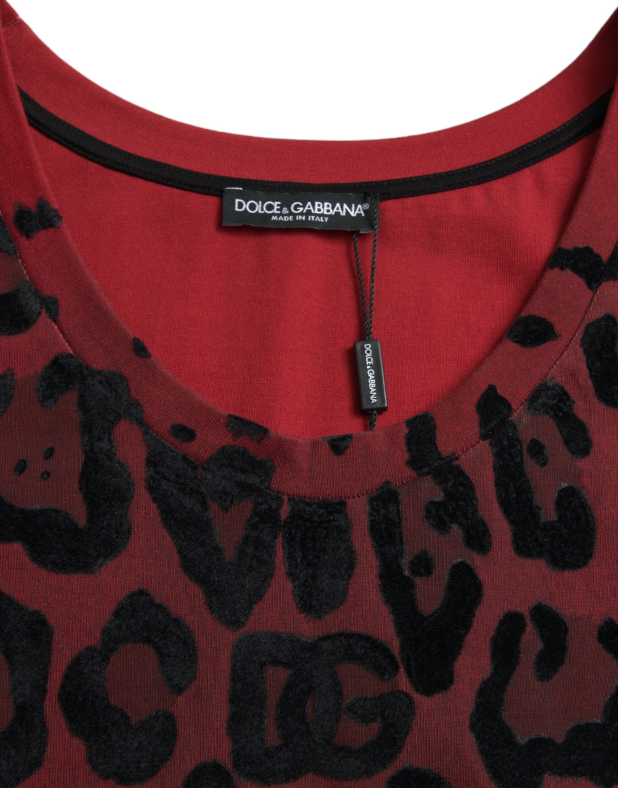 Dolce & Gabbana Red Leopard Print Sleeveless Tank T-Shirt